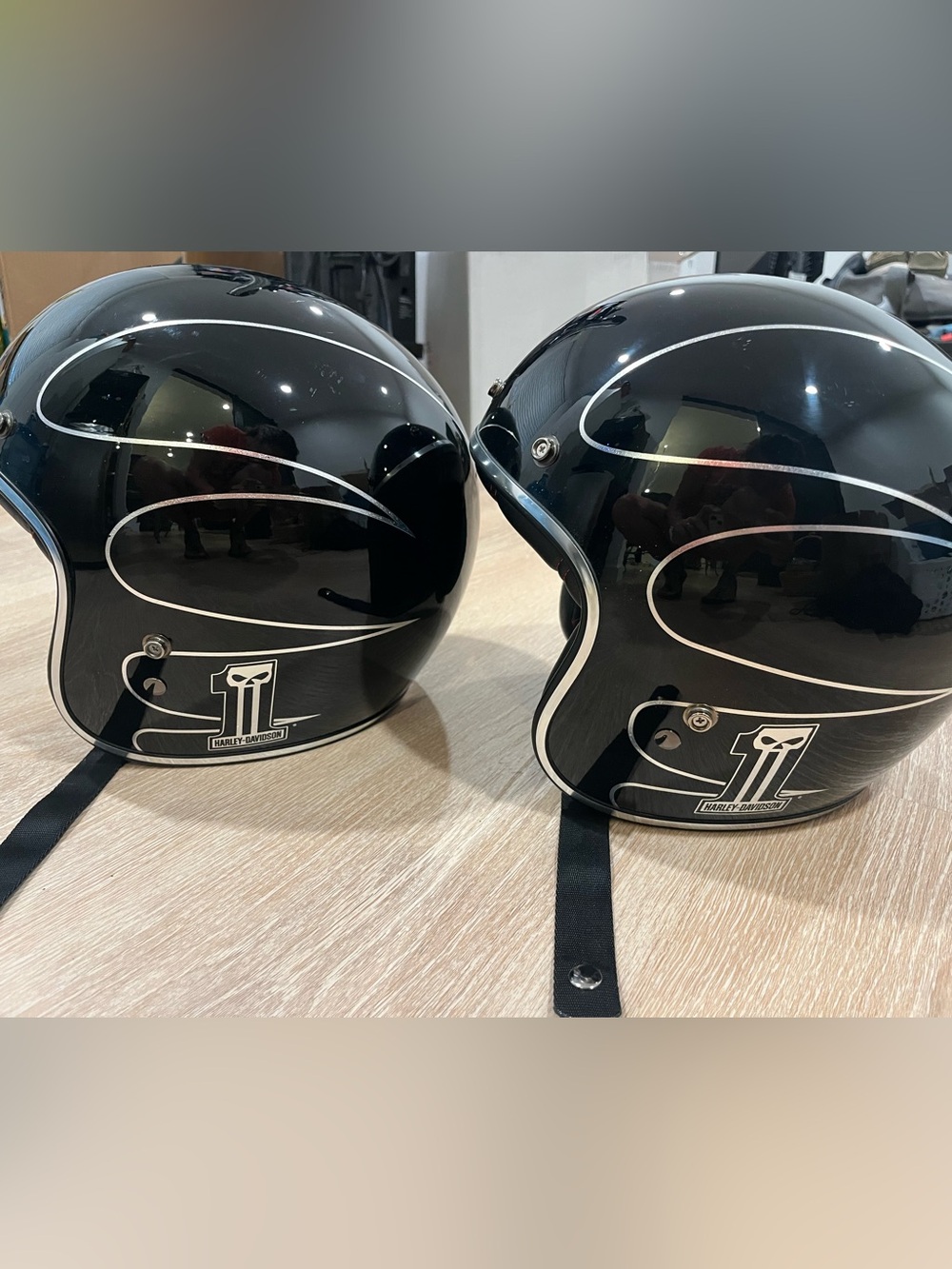 Harley Davidson open faced helmets.